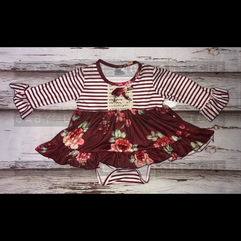 Maroon and white onesie dress